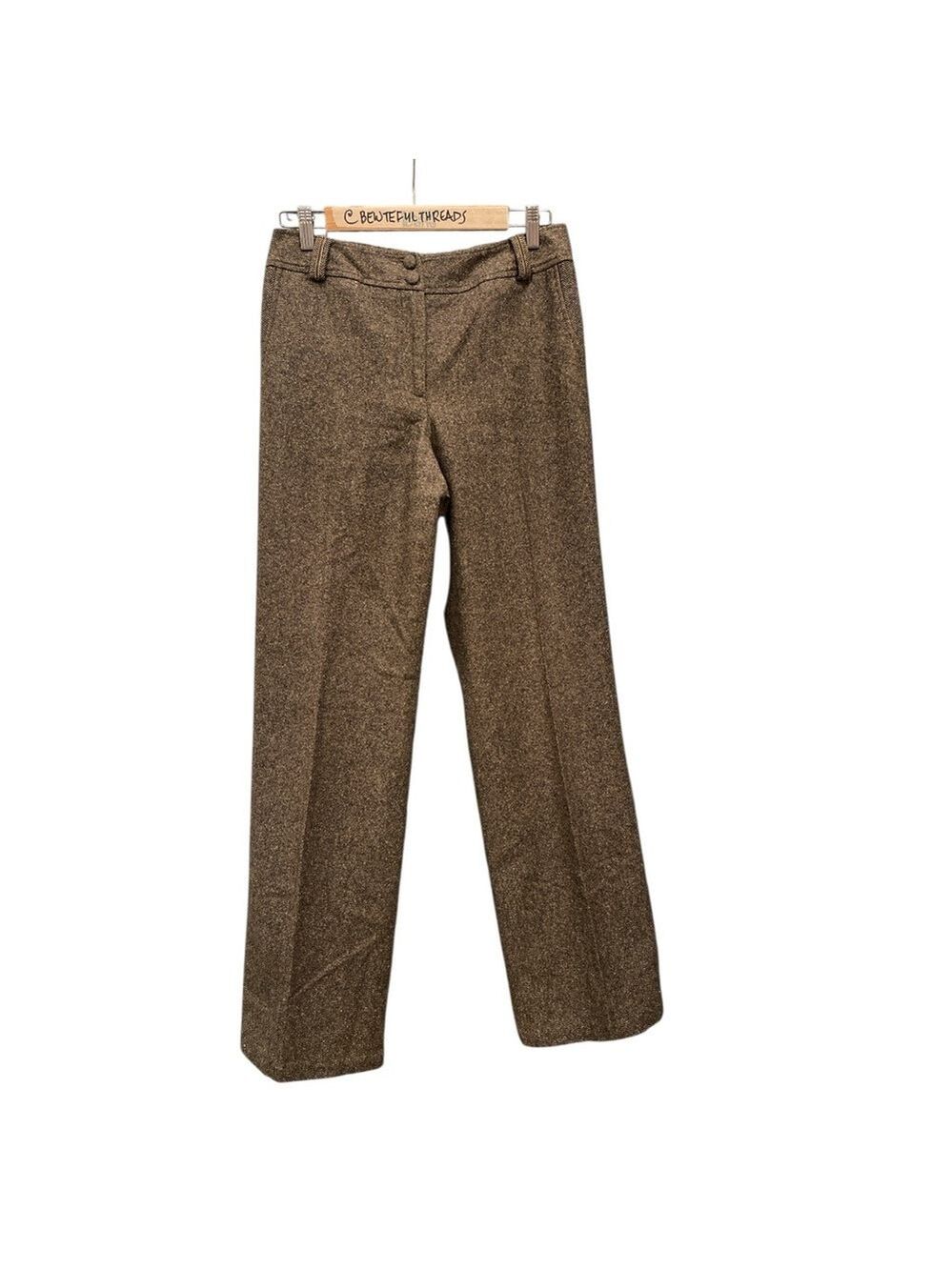 TRIBAL Size 8 Brown Wool-Blend Tall Dress Pants 33” Inseam